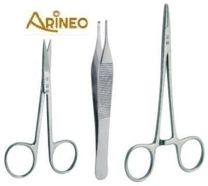 ARINEO SET OF 3 - NEEDLE HOLDER, TOOTHED FORCEP, IRIS SCISSOR Utility Forceps