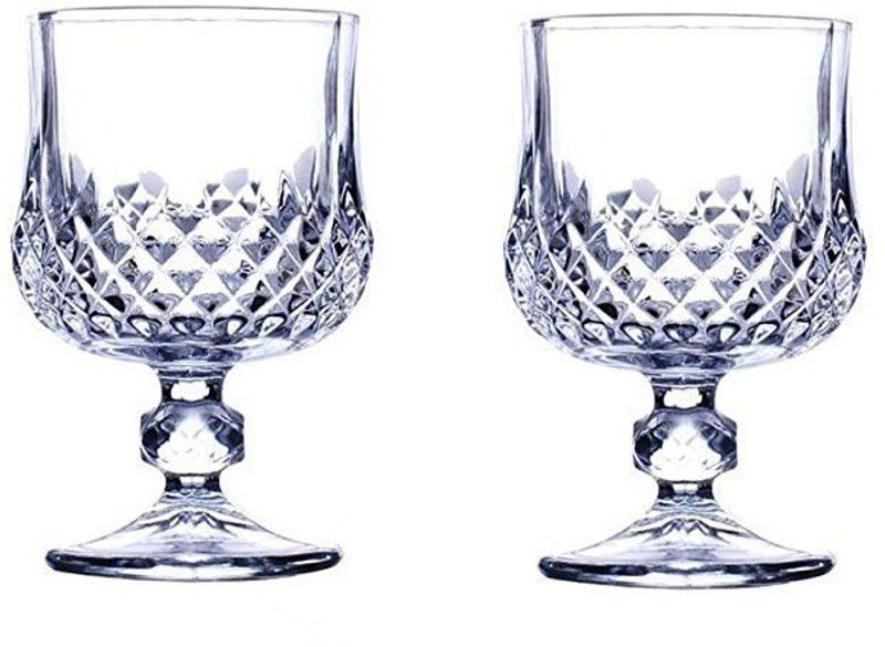 snowworld (Pack of 2) Wine Glass & Brandy Glass, Red Wine Glass for Everyday use - 210 ml, Crystal Glass (Set of 2) Glass Set Beer Glass(210 ml, Glass, Clear)