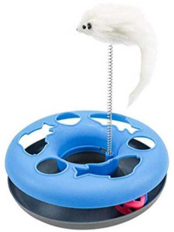 PSK PET MART Cat Toy Kitten Rotating Teaser Feather Plastic, Cotton Training Aid For Cat