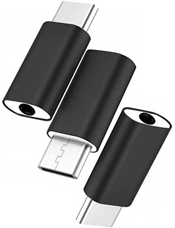 Adhvik Black Pack Of 3 Pcs Usb Type-C 3.5 Mm Female Jack Audio Headphone Splitter Reversible Design Connector Converter Adapter All Type of C Smartphones Mobiles (Multicolor) Phone Converter(Android)