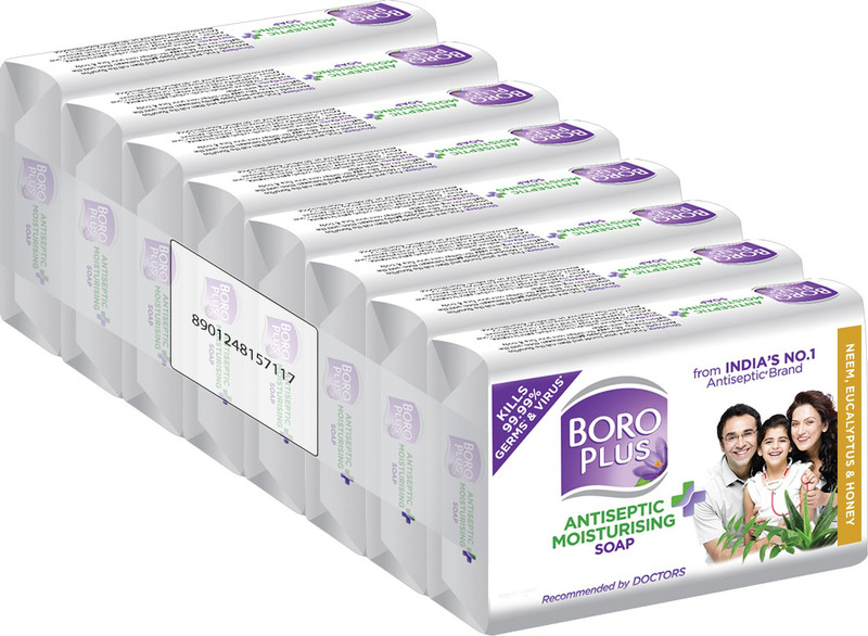 BOROPLUS Antiseptic + Moisturising Soap – Neem, Eucalyptus & Honey (Pack of 8)  (8 x 125 g)