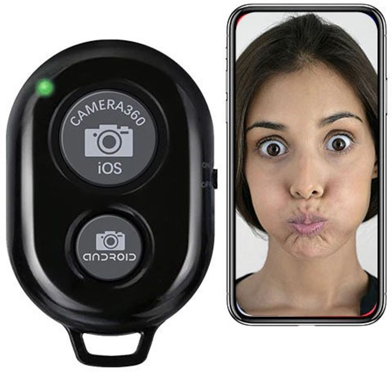 Allmusic Best Useful Wireless Bluetooth Shutter Remote Compatible Selfie Stick & Tripod All Mobile  Camera Remote Control(Black)