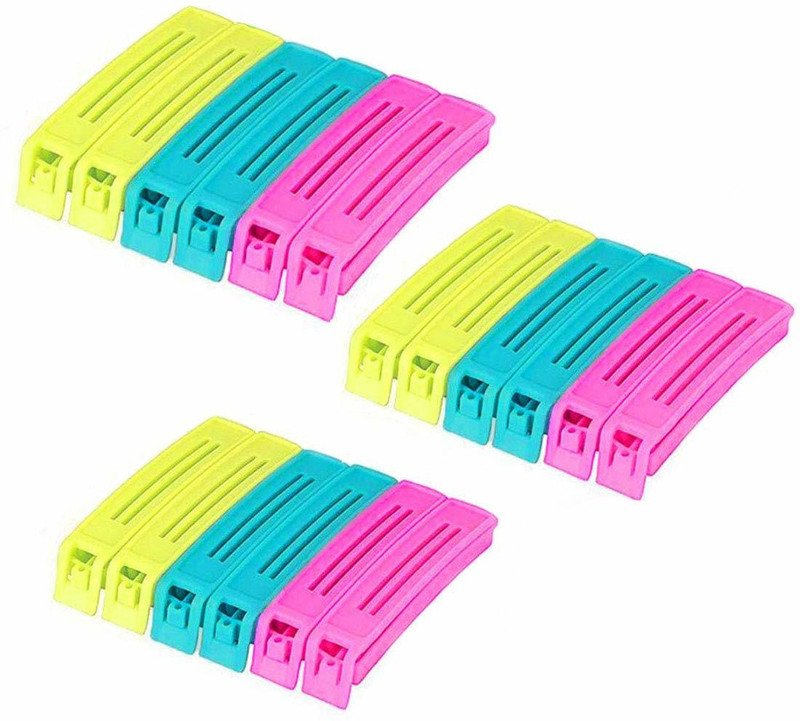 NEXA Medium sizeBag Sealer Sealing Clips Sticks Chips, Multi Length Eco-Friendly Keep Plastic Bags Airtight Watertight & Food Fresh, Reusable & Easy to Storage (Multicolor 12 Clips) Manual Vacuum Bag Sealer
