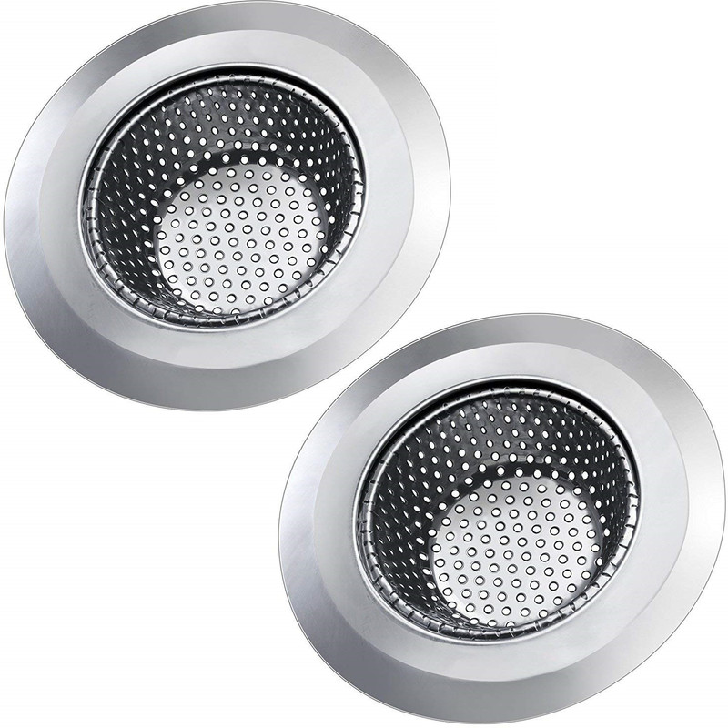 KitchenFest ® [Set of 2] Stainless Steel Strainer Kitchen Drain Basin Basket Filter Stopper, 11.5 cm Diameter in Size Strainer(Silver Pack of 2)