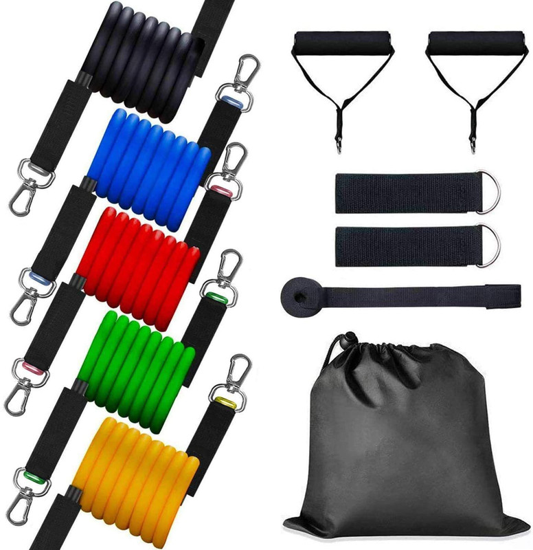 Amextrian Resistance Bands Set with Handles, Workout Tubes Bands with Door Anchor, Carry Bag, Legs Ankle Straps Fitness Accessory Kit Kit