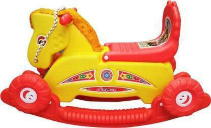 ChetakHorse PLASTIC MANGOLI HORSE WITH ROCKING FUNCTION AND RUNNING RIDE ON YELLOW&RED-HORSE RIDER Tricycle(Yellow, Red)
