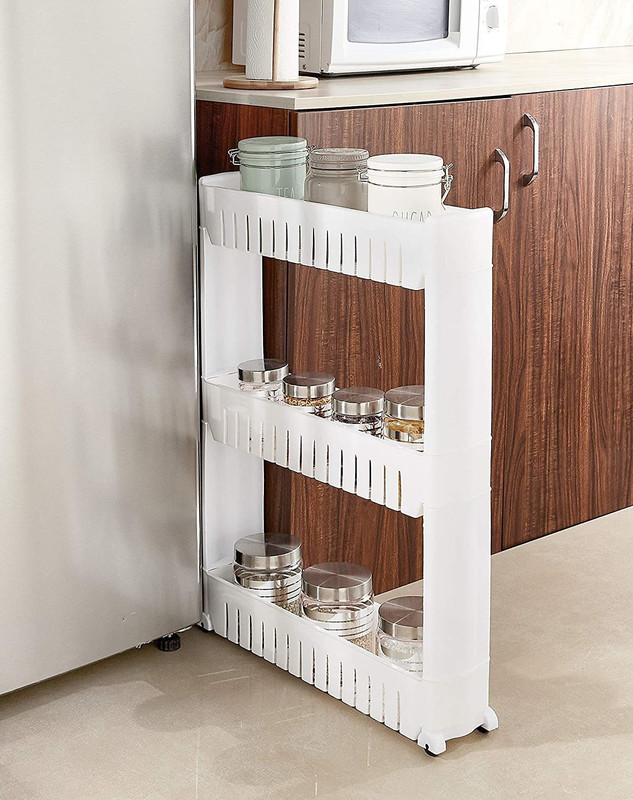 sai praseeda 3 Tier Slim Multipurpose Storage Rack Trolley Plastic Storage Rack For Kitchen Plastic Kitchen Trolley(DIY(Do-It-Yourself))