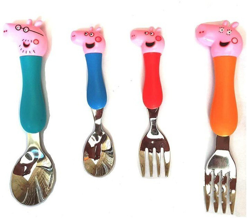 Jayaansh Traders Pink Pig Stainless Steel Cutlery Set (Pack of 4) Stainless Steel Cutlery Set(Pack of 4)