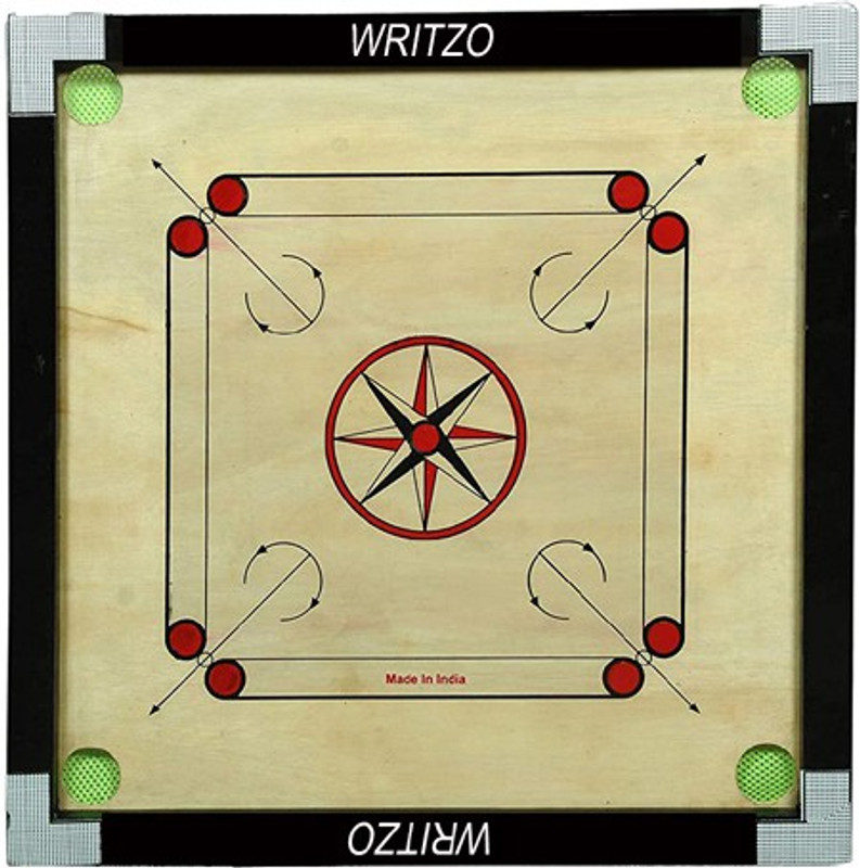 pinaki Gloss Finish Medium size Carrom Board with Coins, Striker & Powder Size 66.04 cm Carrom Board(Brown)