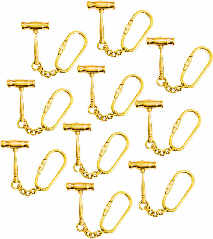 GOLA INTERNATIONAL Avengers Thor's Hammer Brass Finish- Golden Keychain Pack of 10 Carabiner(Gold)