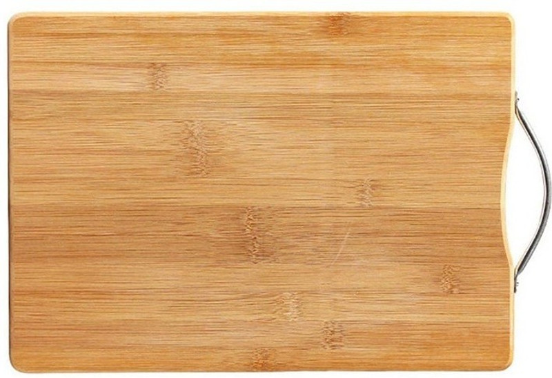 MobFest Premium Thick Wooden Bamboo Kitchen Chopping Cutting Slicing Board with Handle Wooden, Bamboo Cutting Board(Beige Pack of 1 Dishwasher Safe)