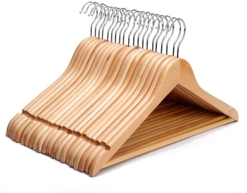 Ganpati Hangers Eco Friendly Wooden Shirt Pack of 20 Hangers For Shirt(Beige)