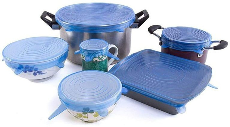 rutvik Silicone Lid Set of 6 – Reusable Stretchable Food Covers for Bowls 12 inch Lid Set, Pack of 6(Silicone)