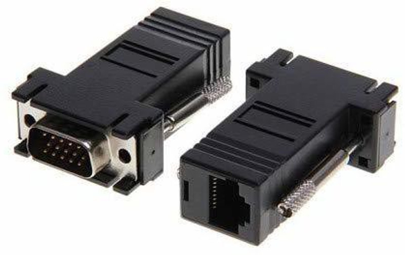 ULTRABYTES VGA Male to RJ45 Female Converter Head VGA Extender Male to LAN Cat5/ Cat5e/RJ45 Wired Ethernet Lan Adapter compatible with Windows(300 Mbps)