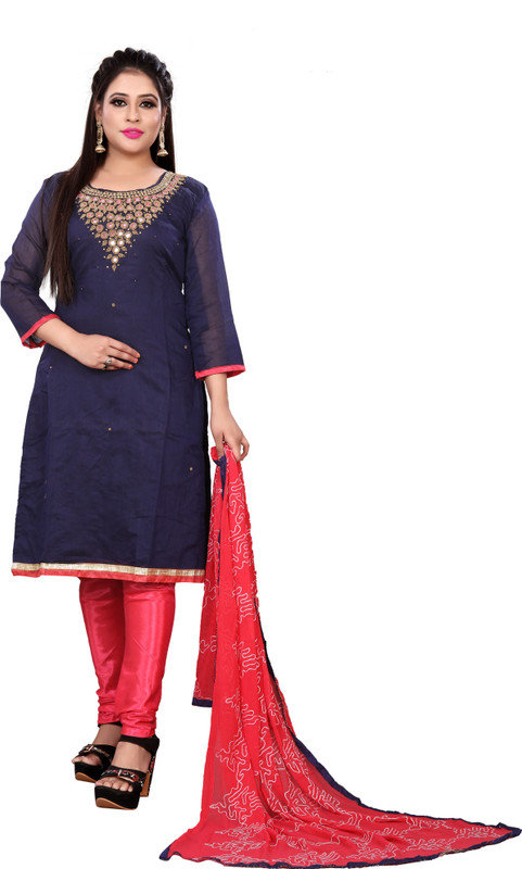 S2S FASHION HUB Chanderi Embellished Salwar Suit Material(Unstitched) S2S FASHION HUB Chanderi Embellished Salwar Suit Material(Unstitched)