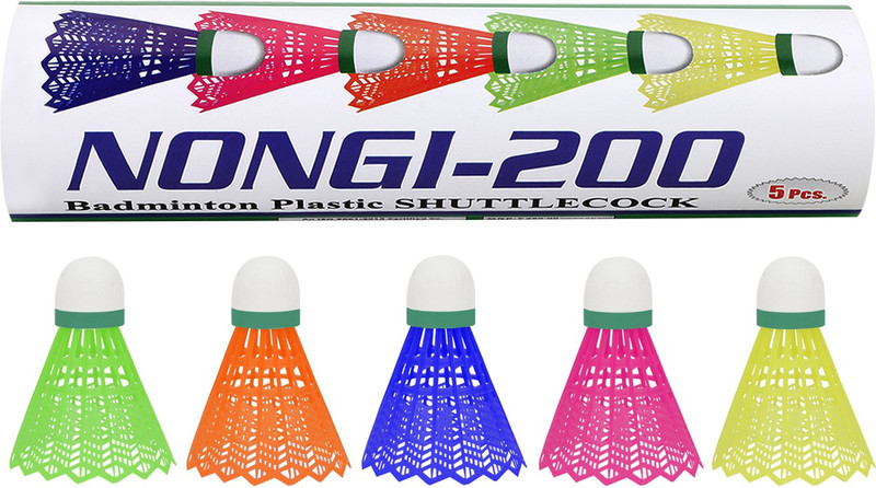 Nongi Plastic Badminton Shuttle cock Plastic Shuttle  - Multicolor(Medium Fast, 78, Pack of 5)