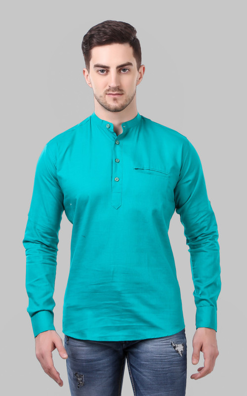 Tap in Men Self Design, Solid Straight Kurta(Green) Tap in Men Self Design, Solid Straight Kurta(Green)