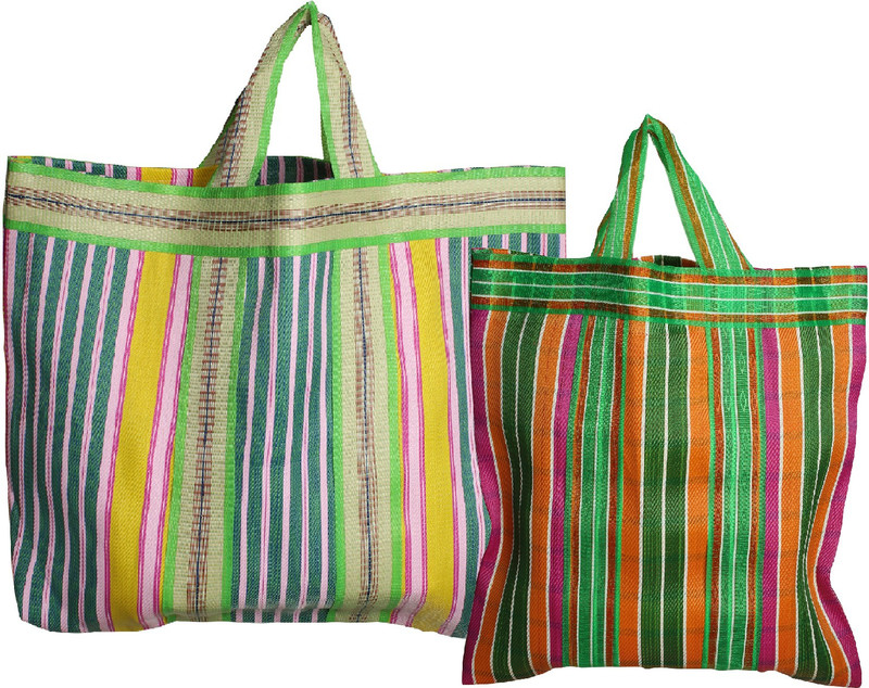 Bag2basic Heavy Nylon Shopping Bags for Market Milk, Grocery, Vegetable with Reinforced Handles - jhola - Kitchen Essential Grocery Bag(Multicolor)