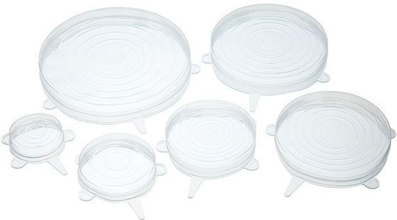 Drunna Pack of 6 Silicone Stretch Lids, Food Fresh Saver Cover, 8 inch Lid Set 2.6 inch, 3.7 inch, 4.5 inch, 5.7 inch, 6.5 inch, 8.3 inch Lid Set, Pack of 6(Silicone)