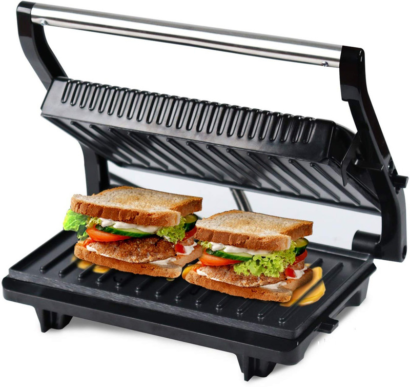 NOEVAA GRILL BIG SIZE Nova 2 Slice Panni Grill Sandwich Maker Grill, Toast (Black) 230 W Pop Up Toaster(Black)