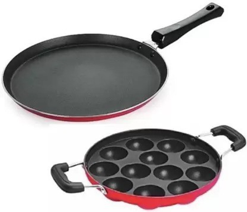 Dotline Paniarakkal Pan 23 cm diameter with Lid 0.5 L capacity(Aluminium, Non-stick)