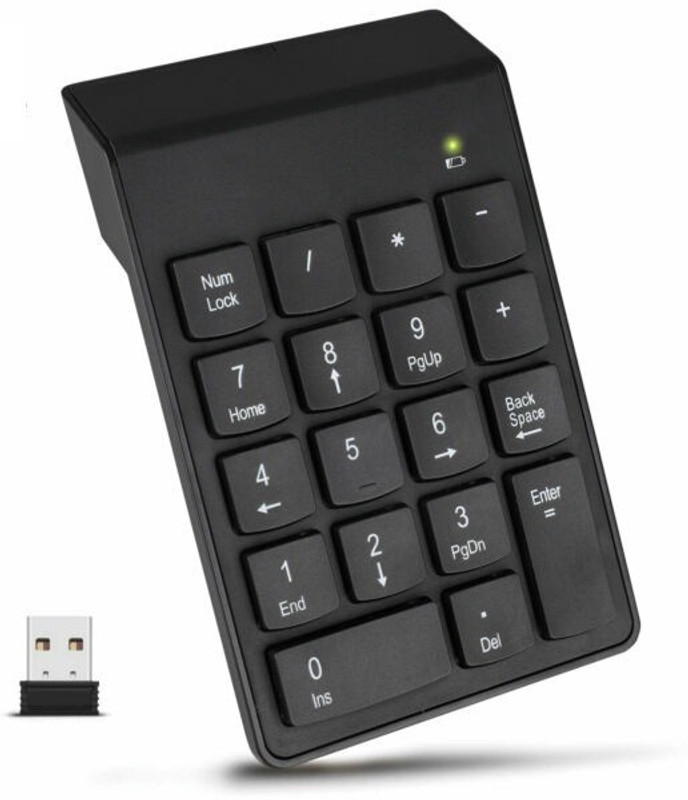 coolcold Wireless Number Keyboard Slim Mini Numeric keyboard pad 18 Keys for Laptop Notebook Desktop Macbook Wireless Handheld Laptop Keyboard Compatible with Desktop, Laptop, Mac(Black)