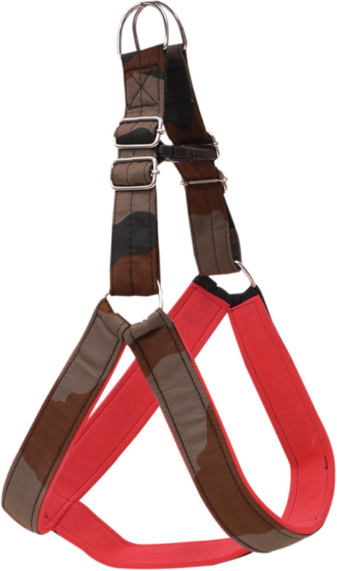 S.Blaze Dog Belt 1 inch Nylon Brown Military Padded Dog Body Harness Adjustable Chest Size 21 - 29 inch Dog Standard Harness(Medium, 1 inch Brown Military Cross)