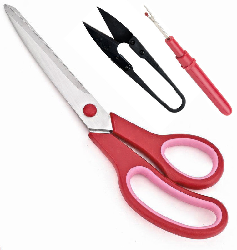 7Q7 Tailoring Accessory Kit - Scissors / Seam Ripper / Thread Cutter Scissors(Set of 3, Red)