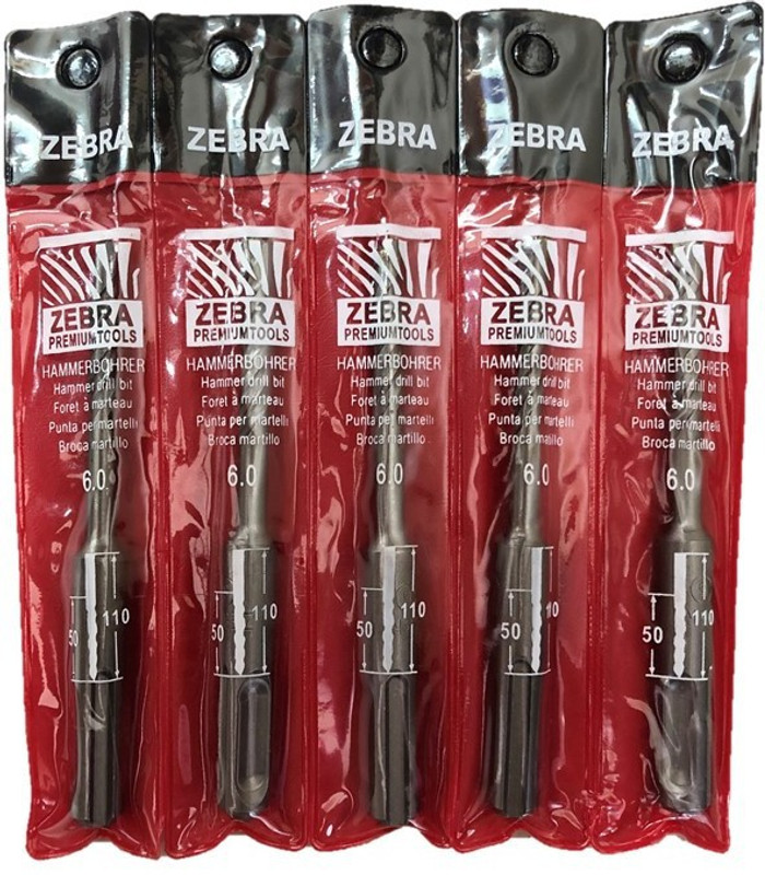 Zebra Premium Tools Z-6110 SDS Plus 6*110MM Hammer Drill Bits (Set of 5)