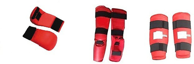 RAJESHH COMBO OF TAEKWONDOW / KARATE ONE PAIR SHIN GUARD ARM , ONE PAIR SHIN GUARD LEG WITH FOOT PROTECTOR AND ONE PAIR GLOVES Boxing Kit