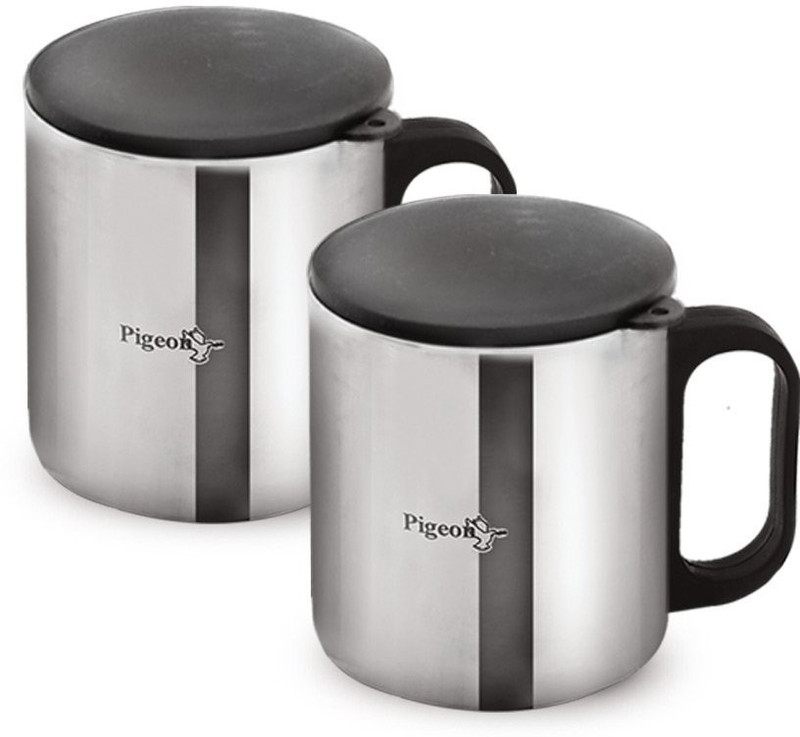Pigeon COFFEE CUP DOUBLE Silver Coffee Mug(180 ml, Pack of 2)