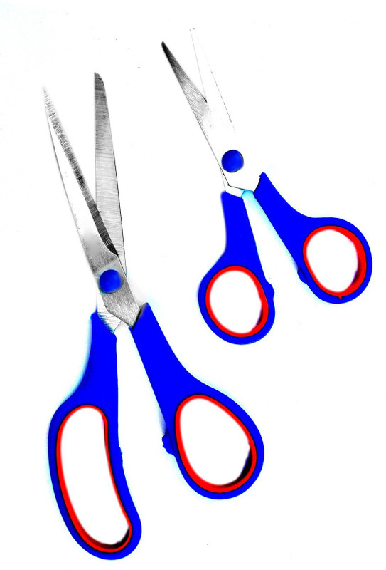 SSA Multipurpose Scissor Set Stainless Steel Scissor for Kitchen and Craft Use (2Pcs)(Color May Vary) Scissors(Set of 2, Multicolor)