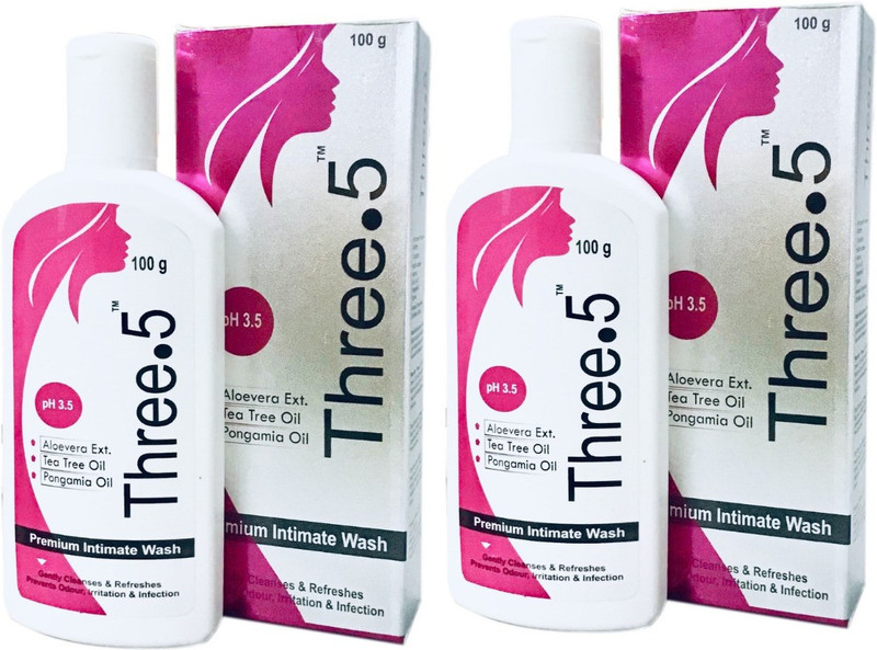 Three.5 Premium Intimate Wash pH 3.5 with Tea Tree Oil, Aloevera, Pongamia Oil Pack of 2 Intimate Wash(200 g, Pack of 2)