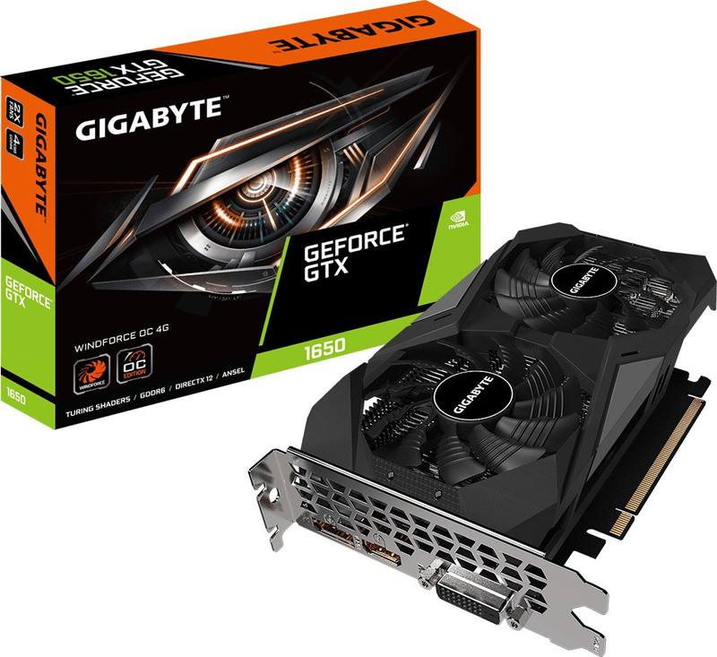 GIGABYTE GeForce GTX 1650 D6 pci_e_x16 WINDFORCE OC 4GD (GV-N1656WF2OC-4GD) GDDR6 4 GB NVIDIA Chipset 127 bit 1709 MHz Graphics Card(Black)