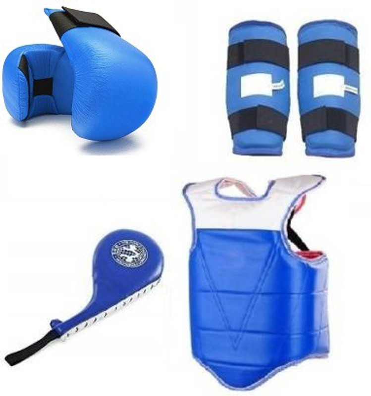 XIOMI Taekwondow Kit Including One Korean best quality Chest Guard,No 3 One Pair SHIN guard, One Pair Gloves,one fan pad Boxing Kit