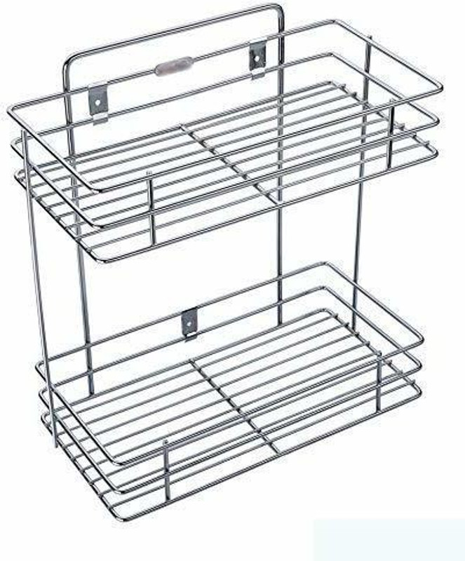ASPIRAL Fruits/Vegetables Kitchen Rack Steel Multipurpose Storage Shelf/Triple Layer Stainless Steel Spice Rack Kitchen, Bathroom, Wall Mount Stainless Steel 2 Layer Kitchen Shelf Rack Stand, Spice Container