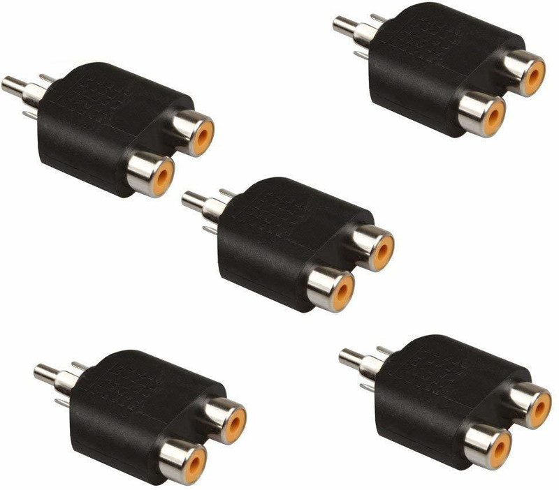 TAAPSEE  TV-out Cable (Pack of 5 Pieces) RCA Male Plug to 2X RCA Female Jack Splitter Adapter(Black, For Home Theater)