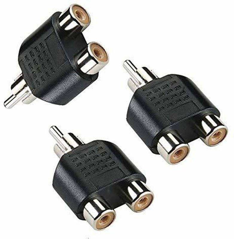 LipiWorld  TV-out Cable RCA Male to 2 RCA Female Plug Av Audio Video Cable Converter RCA M One-Two RCA F Stereo Interconnect Audio Adapter (Pack-2 1RCA M to 2RCA F)(Black, For TV)