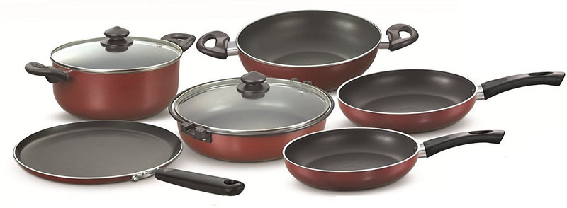 Prestige Omega Deluxe Gas Induction Base Non-Stick Kitchen Set, 6-Pieces Induction Bottom Non-Stick Coated Cookware Set(Aluminium, 1 - Piece)