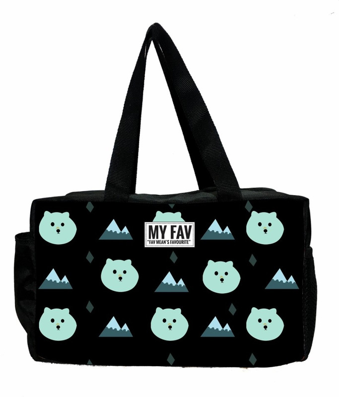 MY FAV Polar Bear Print Diaper Bag DIAPER(Black)
