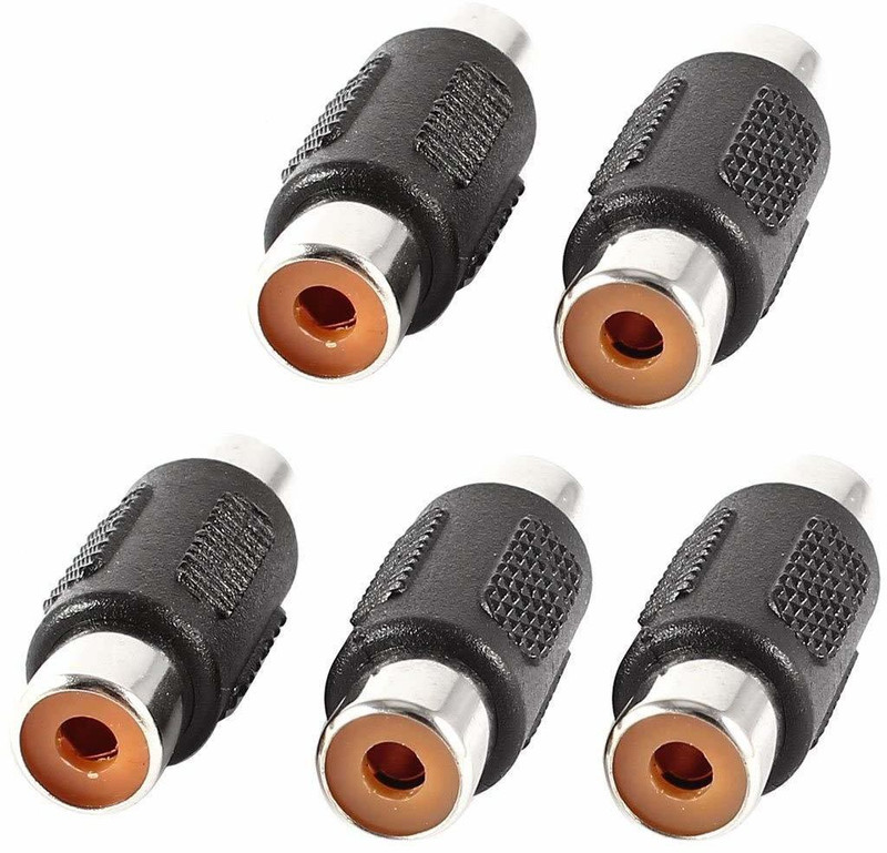 LipiWorld  TV-out Cable 1RCA Female to 1RCA Female Coupler Converter Jointer Jack (5 PCS 1RCA F to F Jack)(Black, For TV)