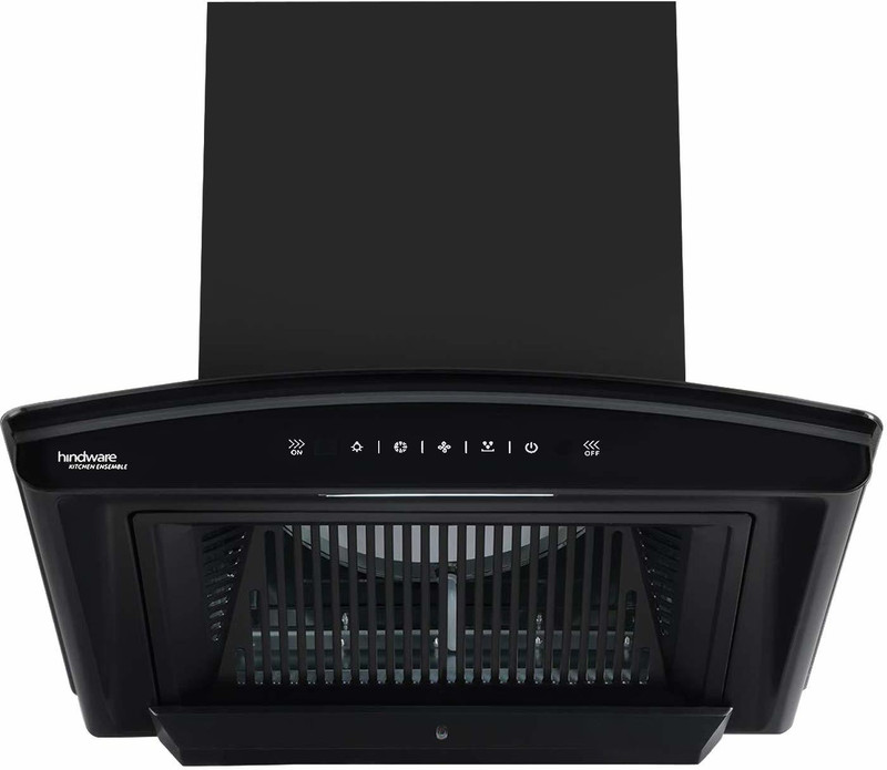 Hindware Optimus Black 90cm Maxx Silence Chimney 1300m3 Auto Clean Chimney Auto Clean Wall Mounted Black 1350 CMH Chimney