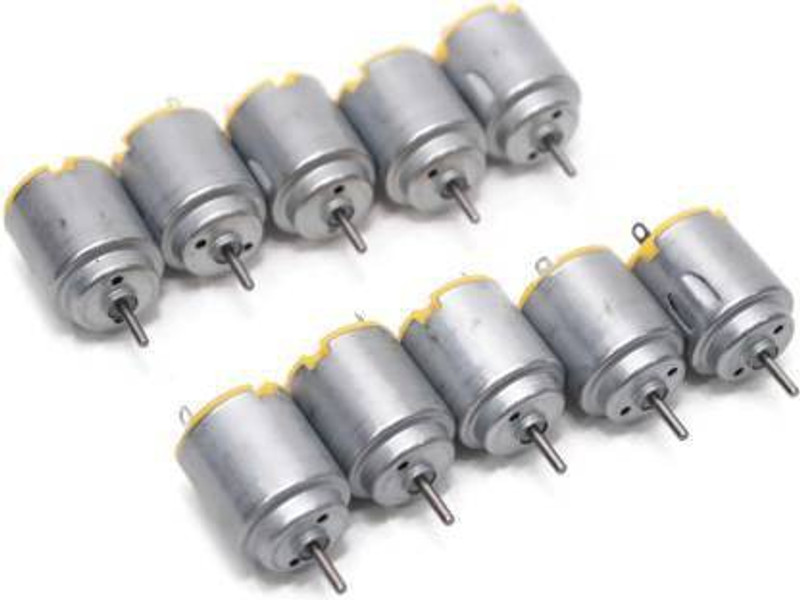 Stookin DC Motor Mini Electric Motor Carbon Brush High Speed Torque Electric Toy Cars Engine Motor Kit, for DIY Fan Toys Cars Models- PACK OF 10 Power Supply Electronic Hobby Kit