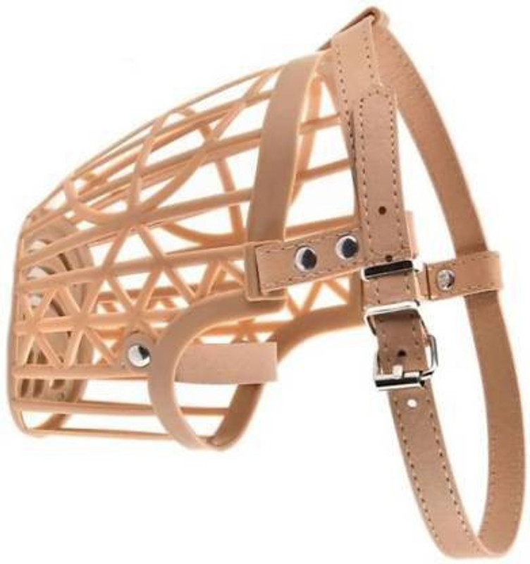 Taiyo Pluss Discovery Dog Muzzle/Adjustable Strap with Leather/Mouth Cover for Anti Biting/Suitable for Puppies/Color: Beige/Size: L- 8.5 Inch, H- 4.8 Inch/ Dog Muzzle (NO:3) Extra Small Other Dog Muzzle(Beige)