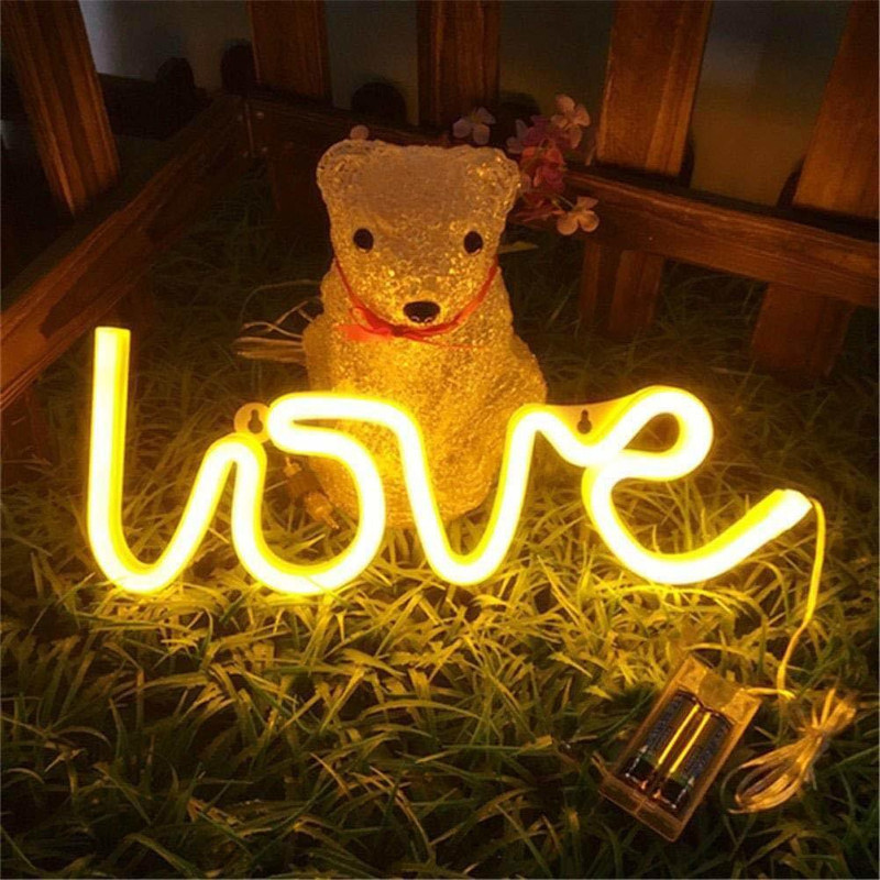 KUNYA Love LED Neon Signs for Wall Decor, USB Wire,Night Lights Lamps Wall Art Decor Night Lamp  (11 cm, Warm White)
