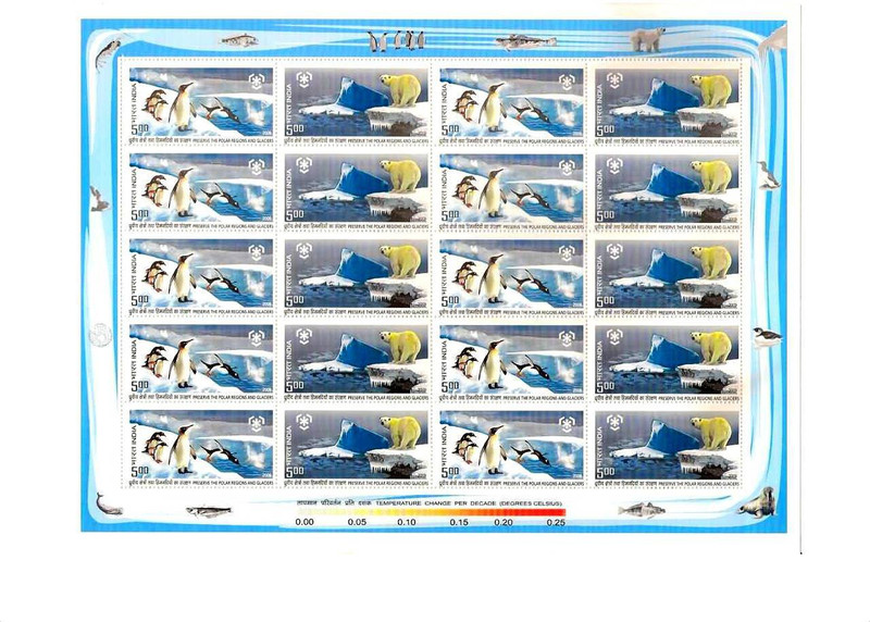 Phila Hub 2009-lndia - Preserve the Polar Regions and Glaciers Miniature Sheet MNH Condition Stamps(2 Stamps)