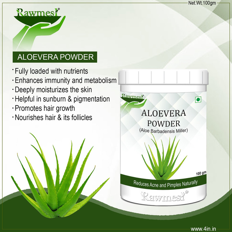 Rawmest 100% Pure Organic Aloevera Leaf Powder For Skin, Hair-(100gm)(100)