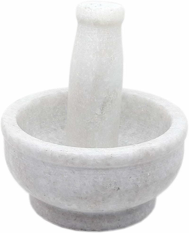 Krishana Products Indian Polo White marble Masher, Emam Dasta, Khalbaata, Okhli, , (4x3). Marble Masher(Pack of 1)