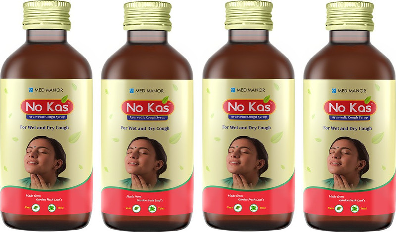 no kas Ayurvedic Dry & Wet Cough Syrup|Sore Throat|Tulsi,Yashtimadhu,Kantakari,Pipali(400 ml)