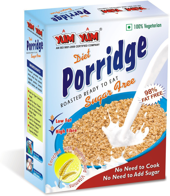 YUM YUM High Fiber Instant Roasted Porridge Sugar Free with Proteins & Vitamins – 400gm (Pack of 1) Box